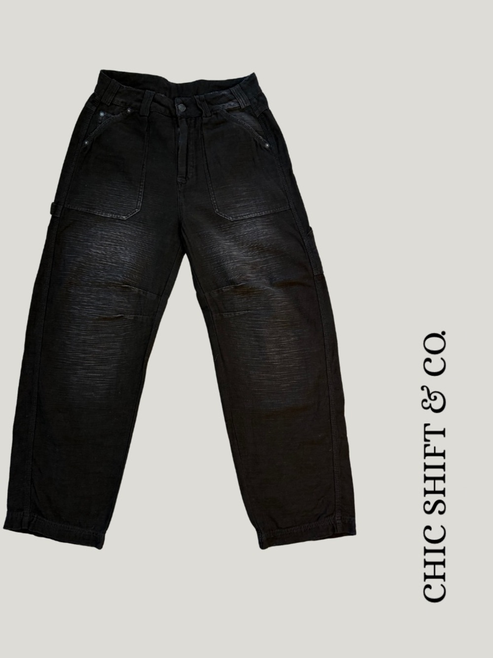 Free People Carpenter Jeans - Distressed Black Straight Leg, Size 2